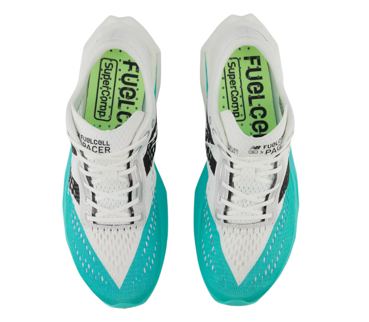 Tomaia Scarpa New Balance FuelCell Supercomp Pacer v2 uomo bianco verde