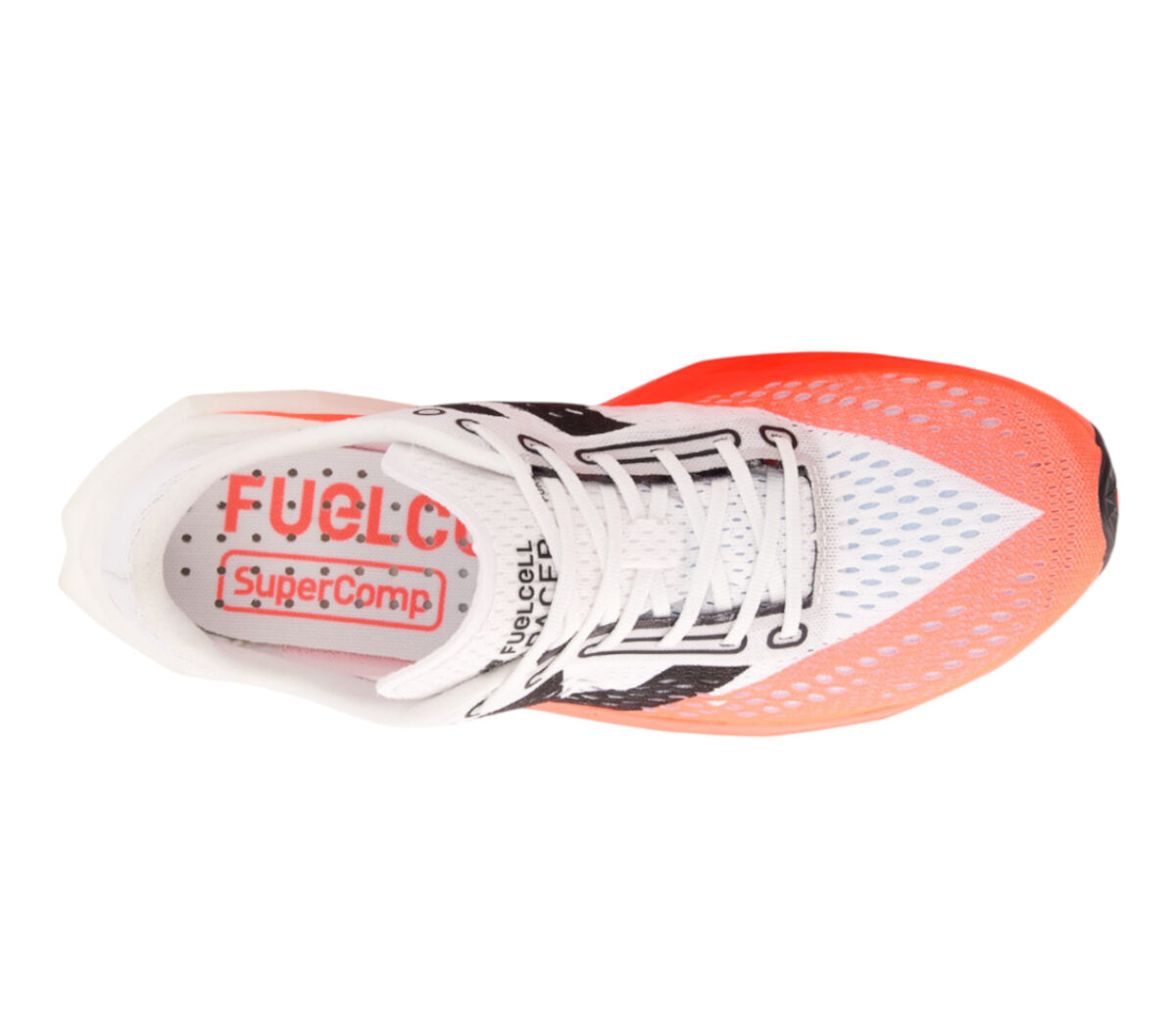 Tomaia Scarpa New Balance FuelCell SuperComp Pacer v2 uomo bianca arancione