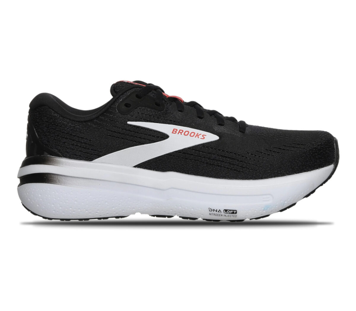 Scarpa Brooks Ghost Max 2 uomo black white fiery red