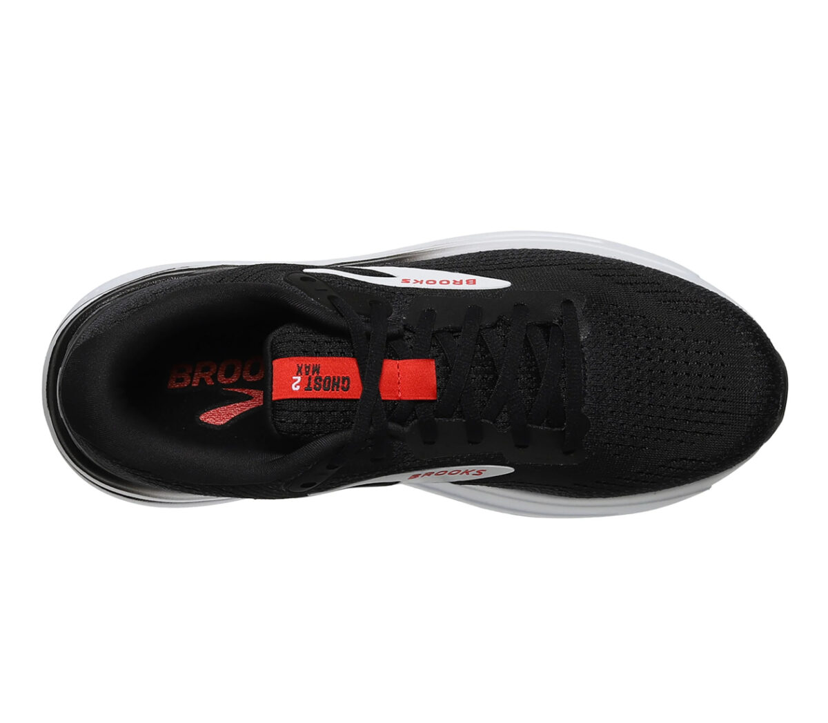 Tomaia Scarpa Brooks Ghost Max 2 uomo black white fiery red