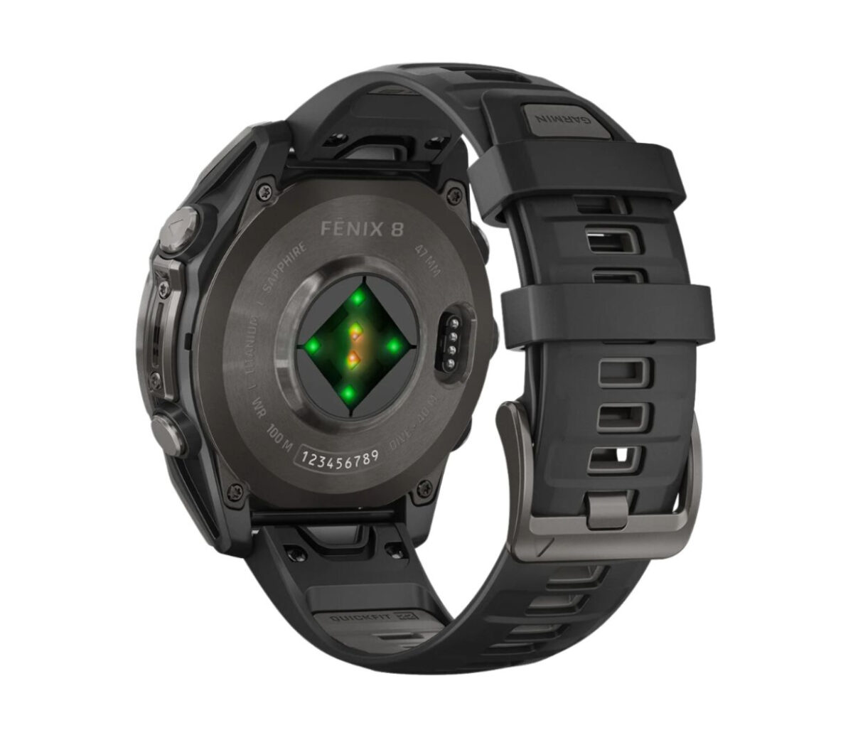 Dietro Orologio Garmin Fenix Amoled Sapphire unisex nero