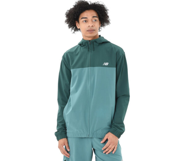 Giacca New Balance Woven Full Zip Jacket uomo verde bosco