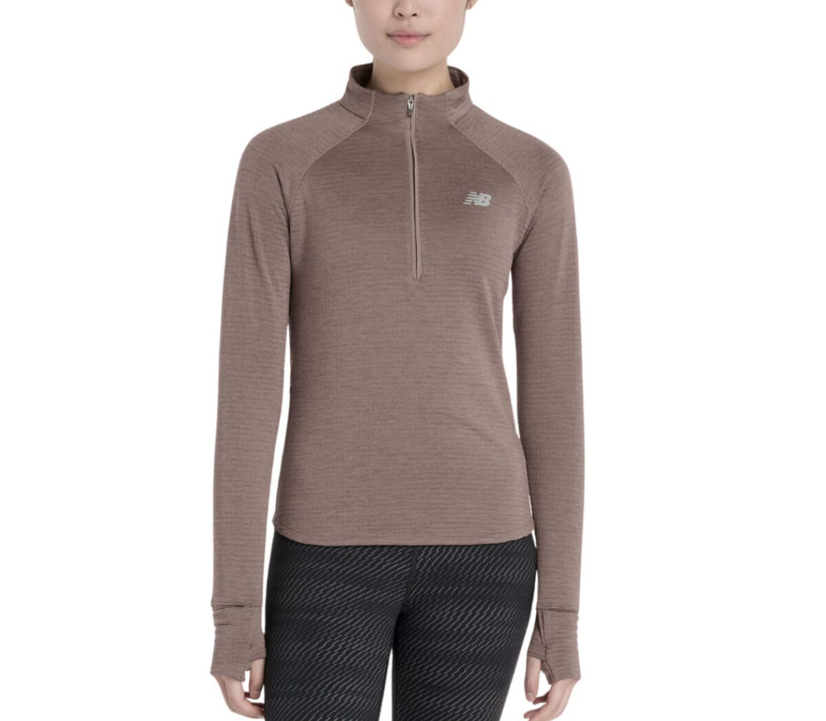 Felpa New Balance Athletics Heat Grid 1/2 zip donna earth shadow heather