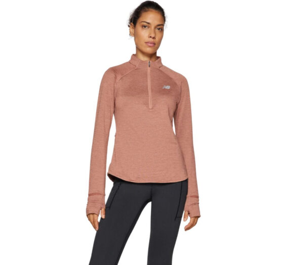 Maglia New Balance Athletics Heat Grid ½ Zip donna rosa