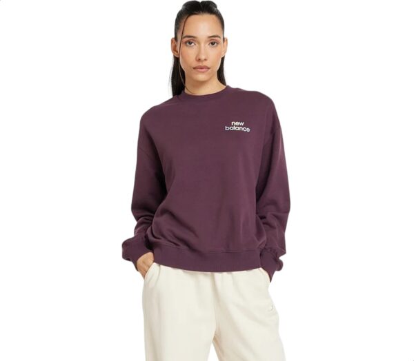 Felpa New Balance French Terry Oversized Logo Crew donna viola