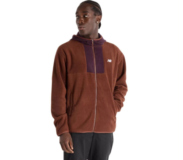Giacca New Balance Polar Fleece Hooded Jacket uomo marrone