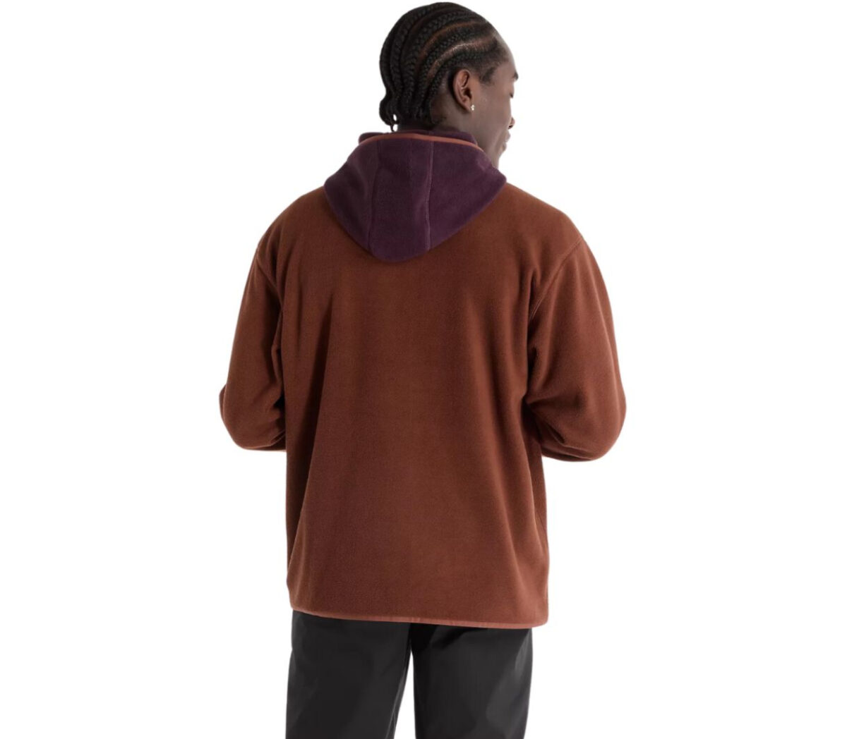 Dietro Giacca New Balance Polar Fleece Hooded Jacket uomo marrone