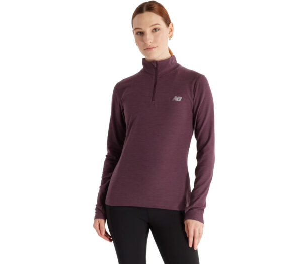 Maglia New Balance Sport Essential Space Dye Quarter Zip donna viola