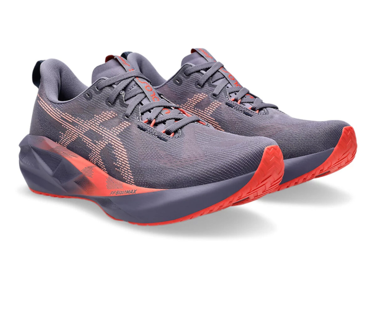 Coppia Scarpa Asics Novablast 5 uomo Greyish Purple/Coral Reef