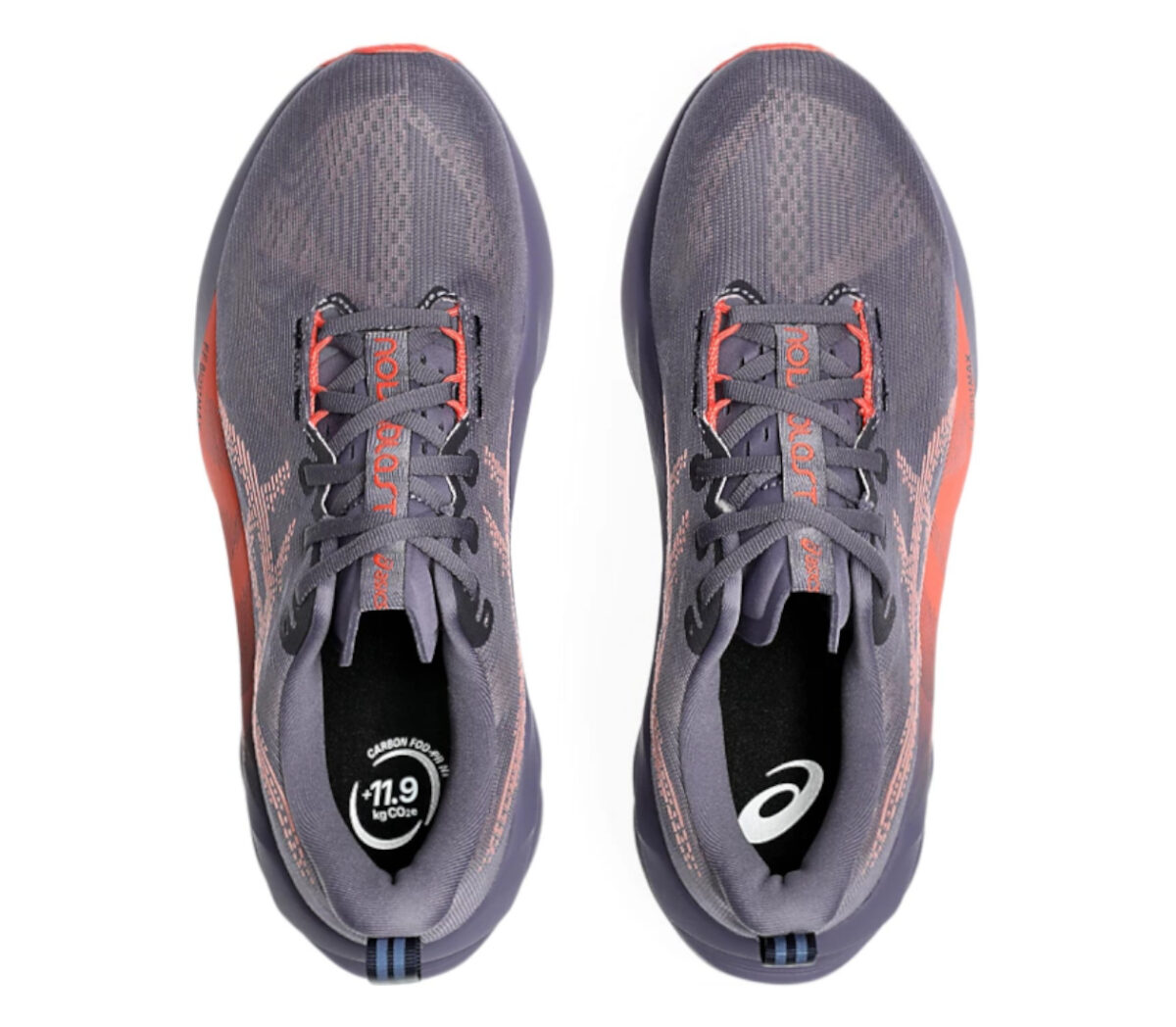 Tomaia Scarpa Asics Novablast 5 uomo Greyish Purple/Coral Reef