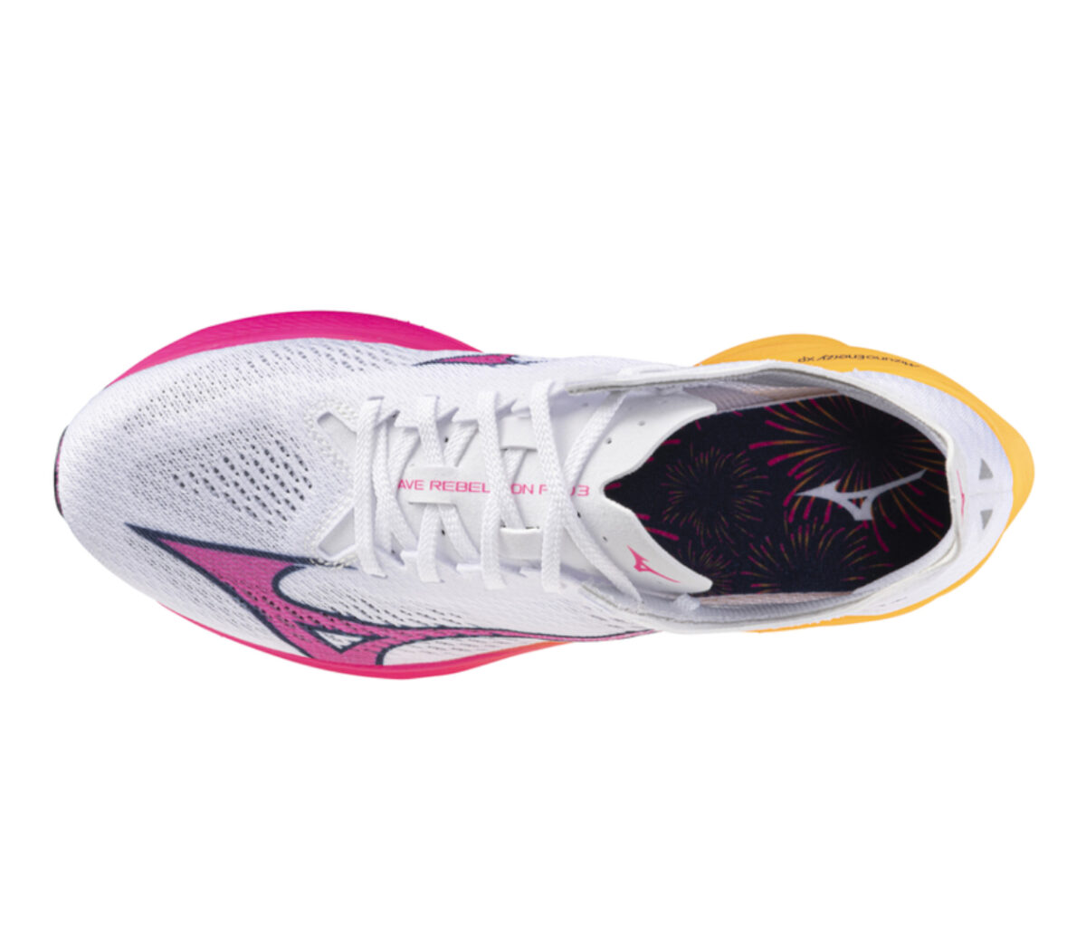 Tomaia Scarpa Mizuno Wave Rebellion Pro 3 unisex bianca arancione
