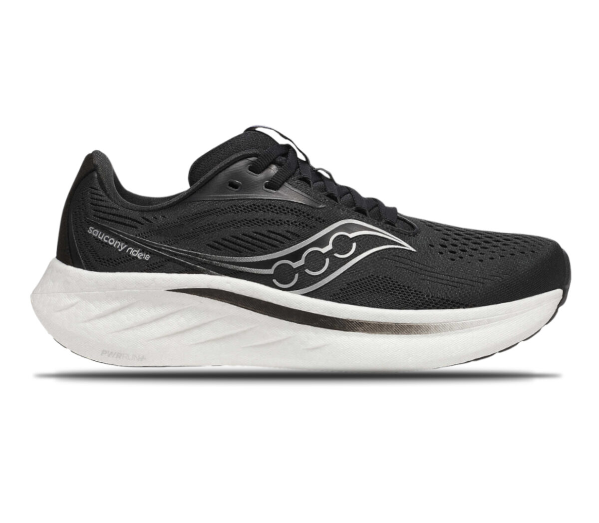 Scarpa Saucony Ride 18 Wide donna bianca nera