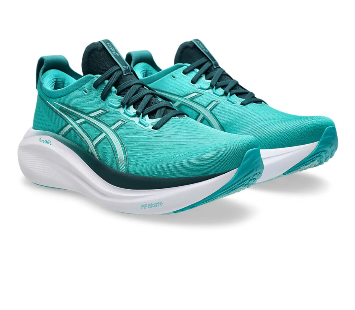 Coppia Scarpa New Balance Asics Gel Nimbus 27 uomo Wave Teal/Saxon Green