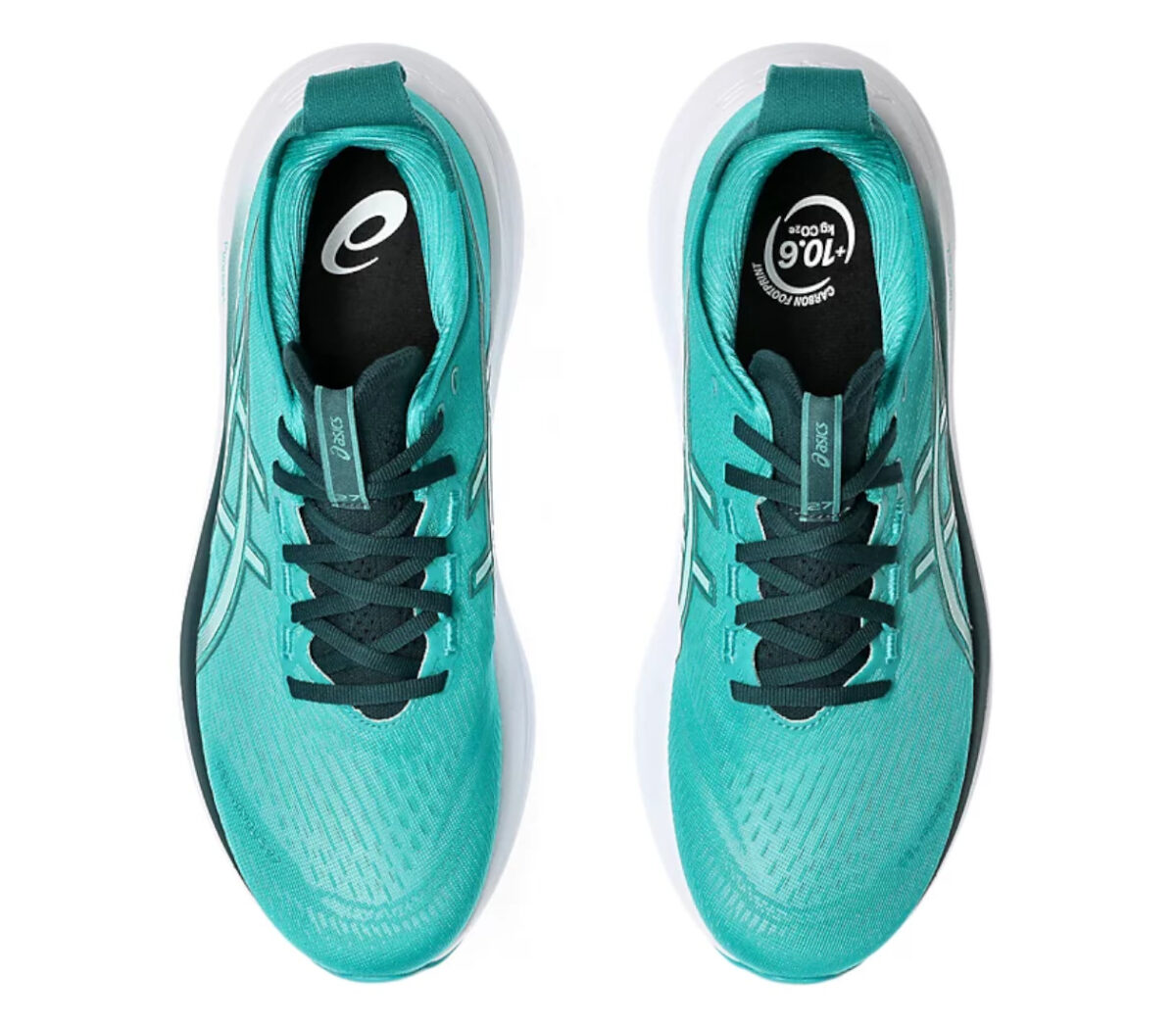 Tomaia Scarpa New Balance Asics Gel Nimbus 27 uomo Wave Teal/Saxon Green