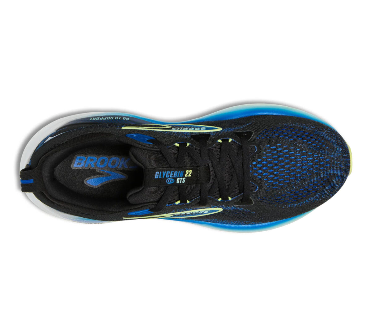 Tomaia Scarpa Brooks Glycerin GTS 22 uomo Black/Cobalt/Neo Yellow