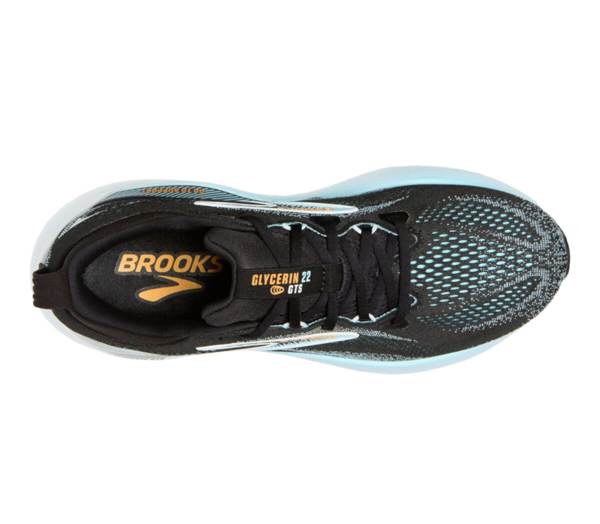 Tomaia Scarpa Brooks Glycerin GTS 22 uomo nera celeste