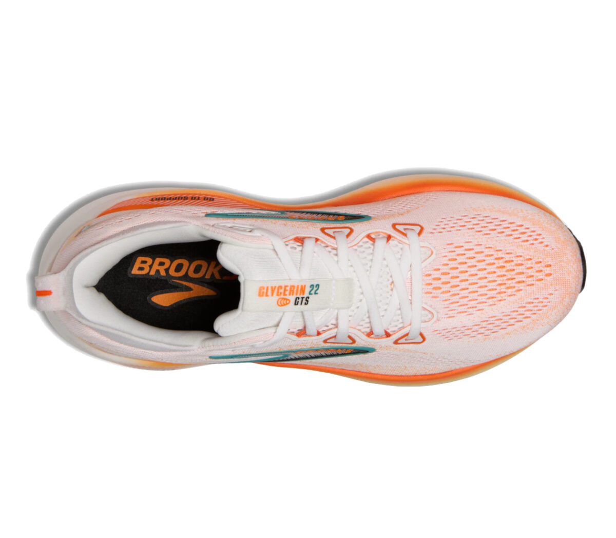 Tomaia Scarpa Brooks Glycerin GTS 22 uomo arancione bianca