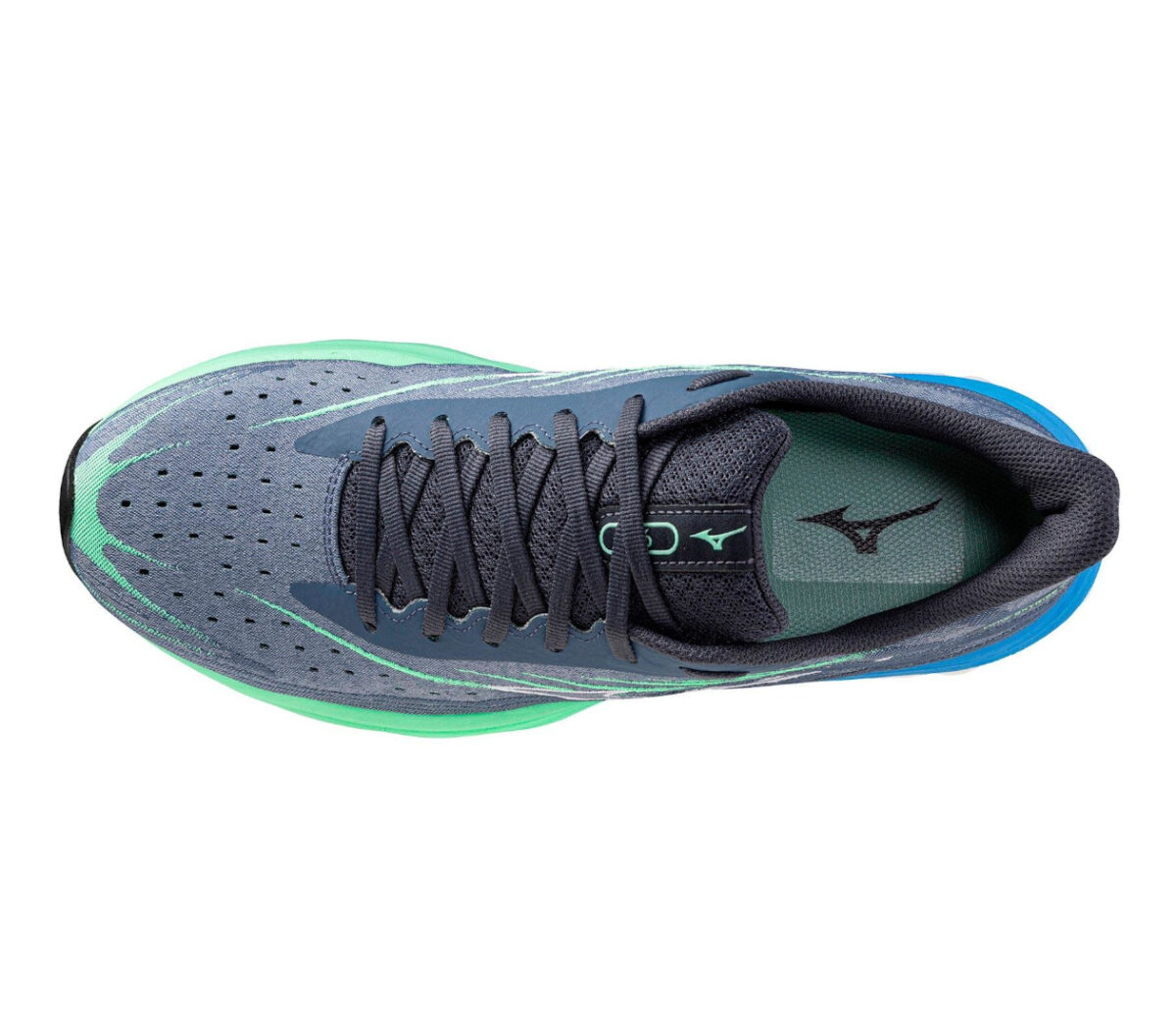 Tomaia Scarpa Mizuno Wave Skyrise 6 uomo blu verde