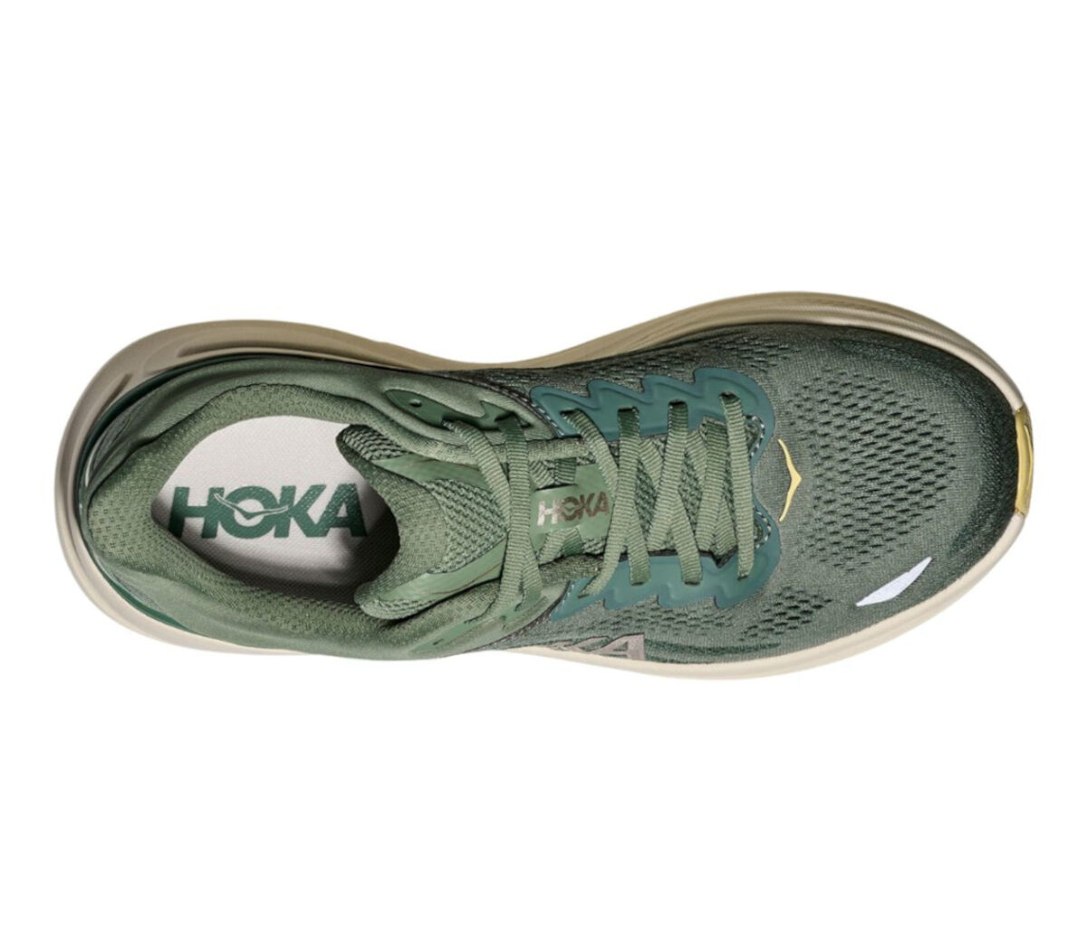 Tomaia Scarpa Hoka Bondi 9 uomo verde beige