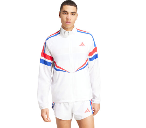 Giacca Adidas Adizero R Jacket uomo bianca rossa
