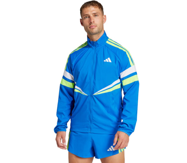 Giacca Adidas Adizero R Jacket uomo celeste gialla