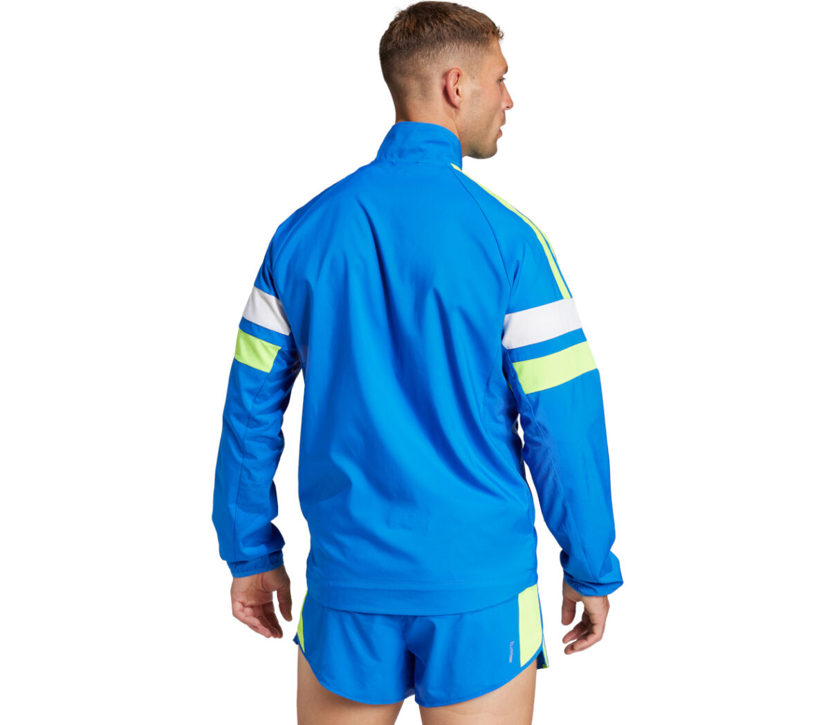 Dietro Giacca Adidas Adizero R Jacket uomo celeste gialla