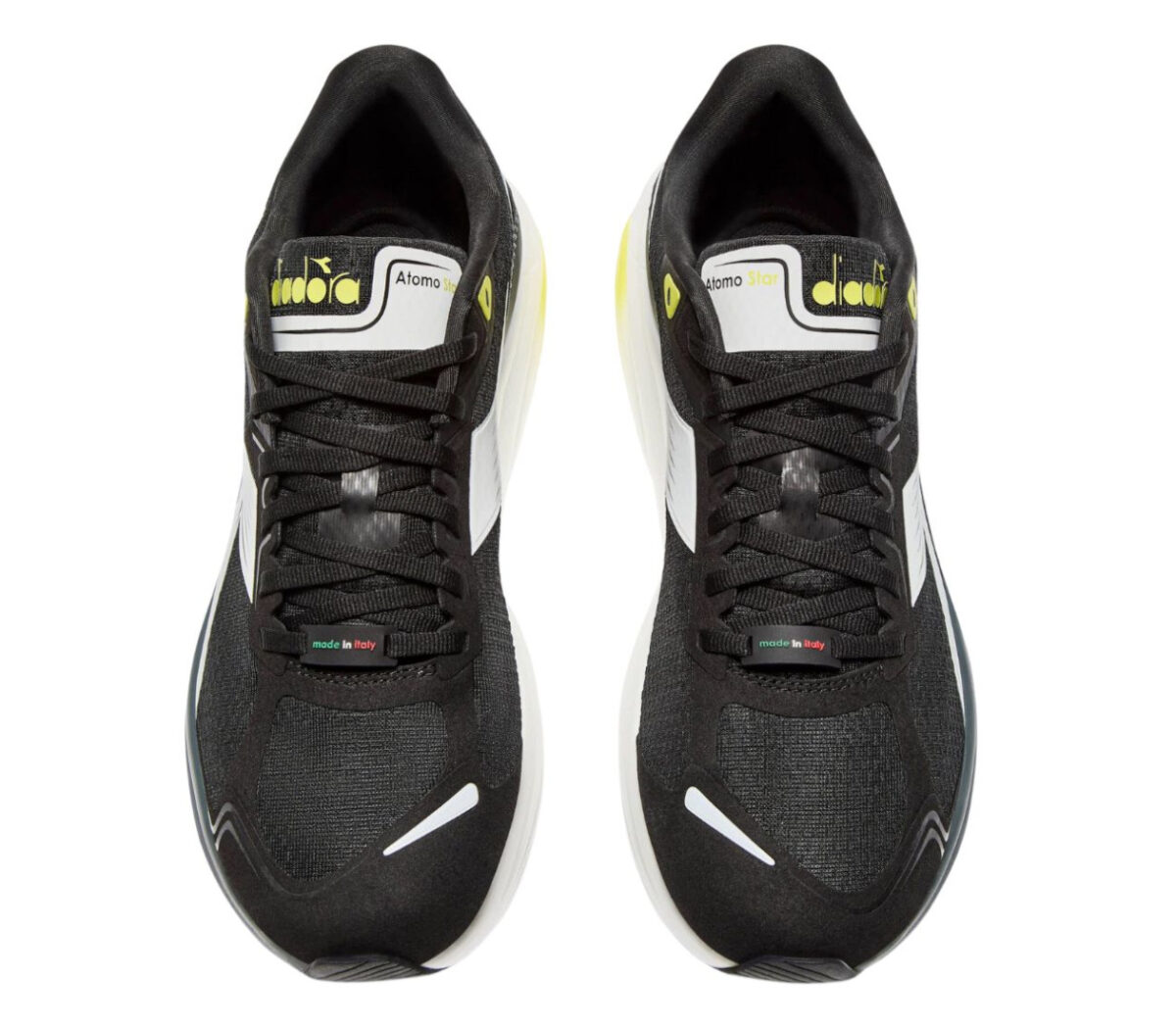 Tomaia Scarpa Diadora Atomo Star uomo nera bianca gialla