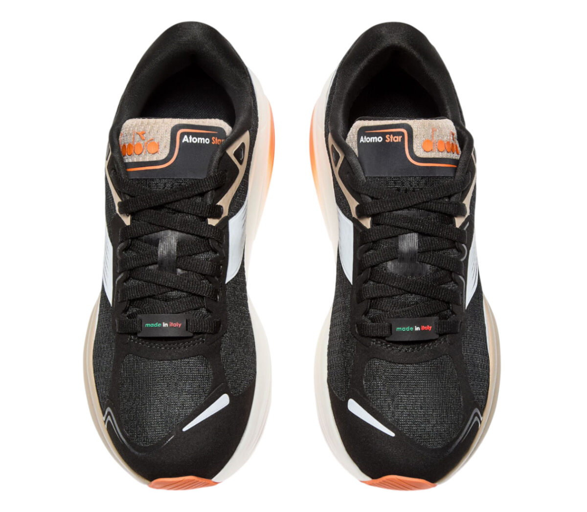 Tomaia Scarpa Diadora Atomo Star uomo nera arancione