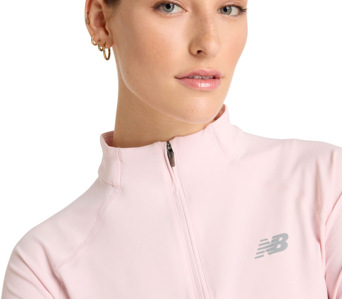Dettaglio Maglia New Balance Harmony Half Zip donna rosa
