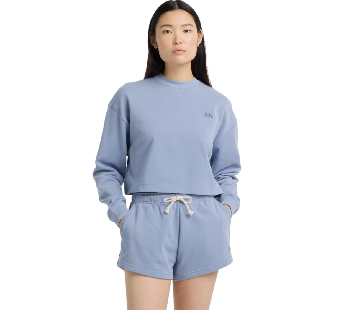 Felpa New Balance Coastal Fleece Crew donna celeste