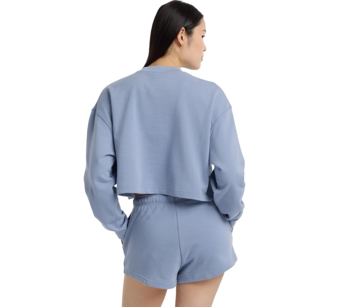 Dietro Felpa New Balance Coastal Fleece Crew donna celeste