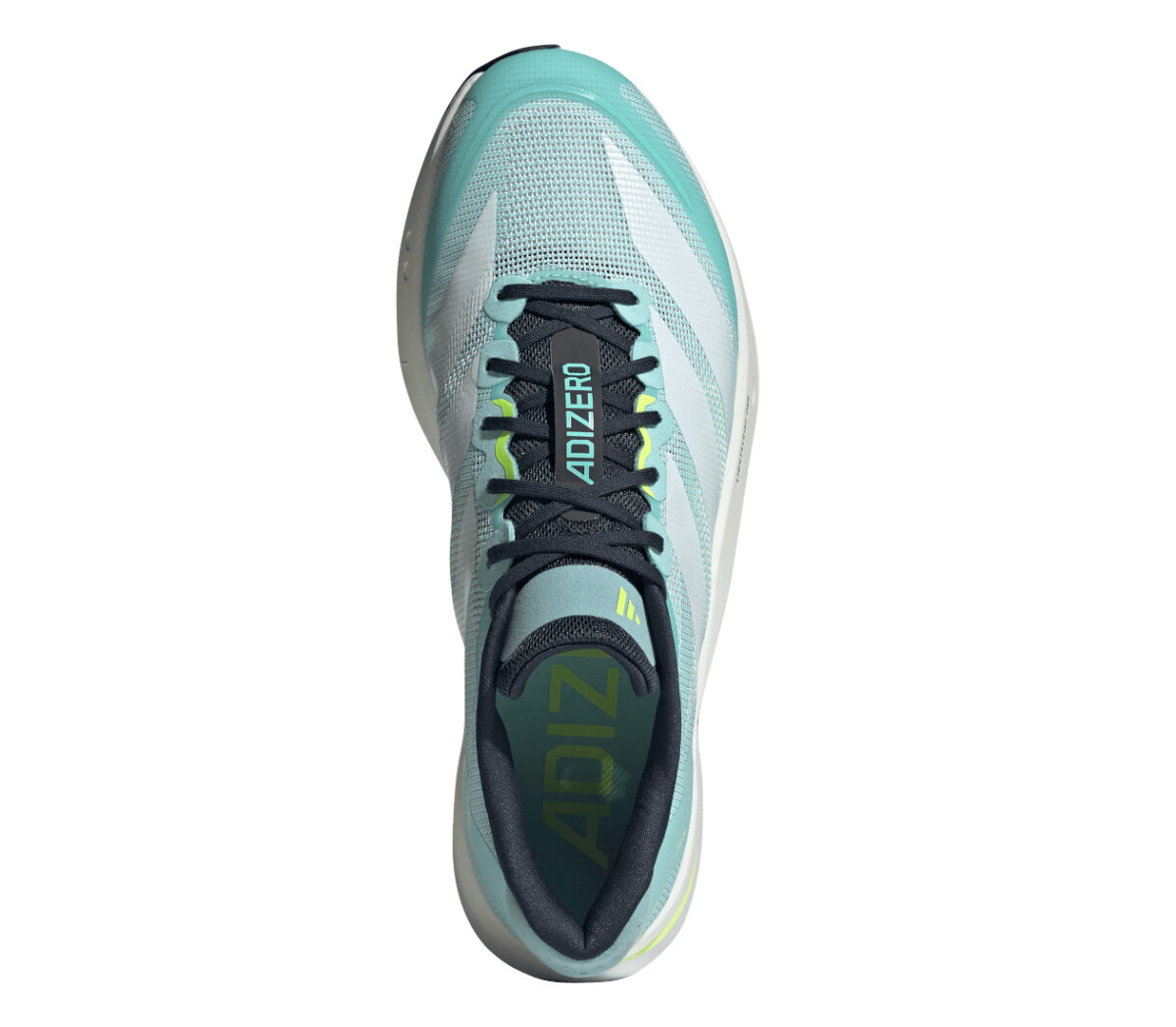 Tomaia Scarpa Adidas Adizero Boston 13 uomo verde acqua bianca