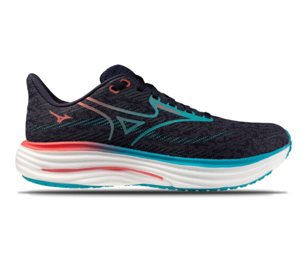 Scarpa Mizuno Wave Rider 29 uomo Odyssey Gray Capri Breeze Calypso Coral