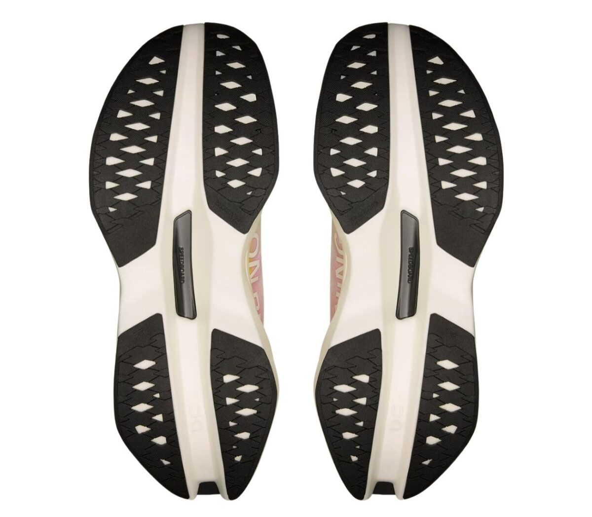 suola scarpa da running on cloudboom max bianca e gialla
