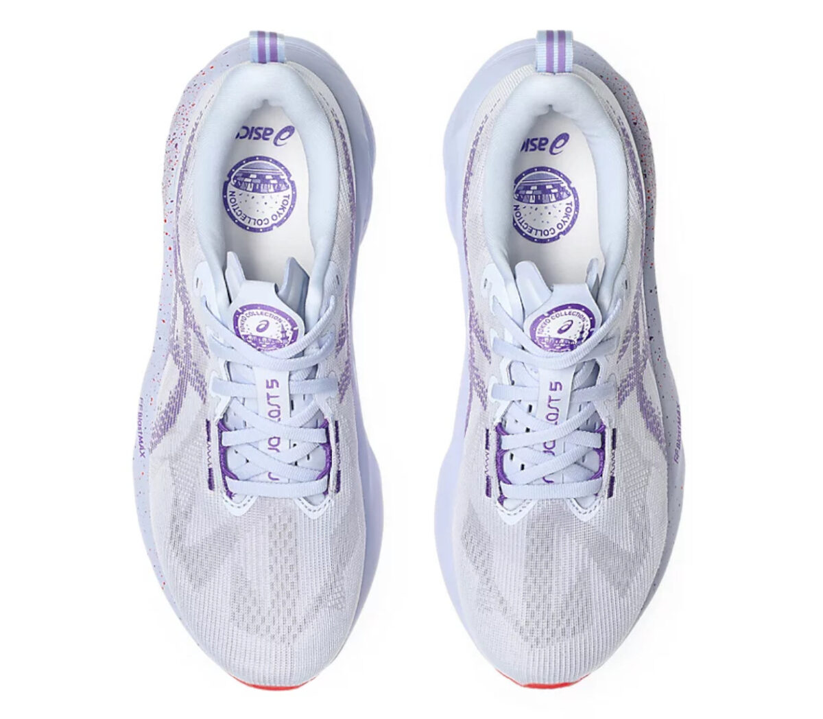 Tomaia Scarpa Asics Novablast 5 Tokyo uomo lilla bianca