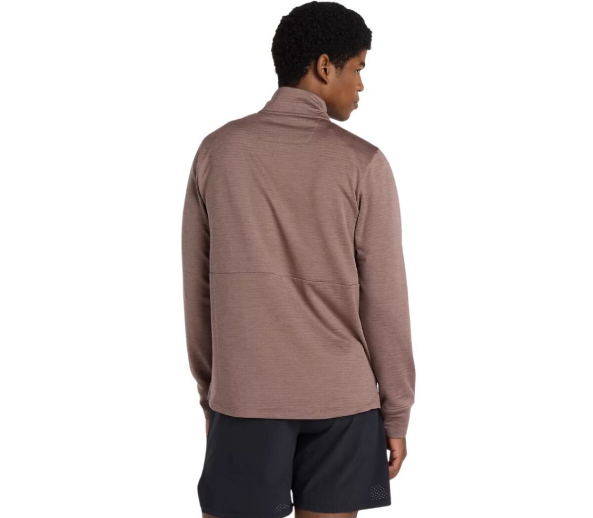 Dietro Felpa New Balance Athletics Heat Grid ½ Zip uomo earth shadow heather