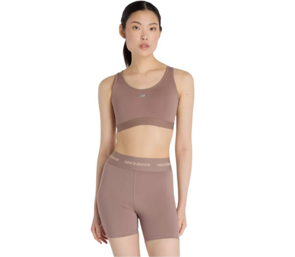 Reggiseno New Balance Essential Run Bra donna earth shadow heather