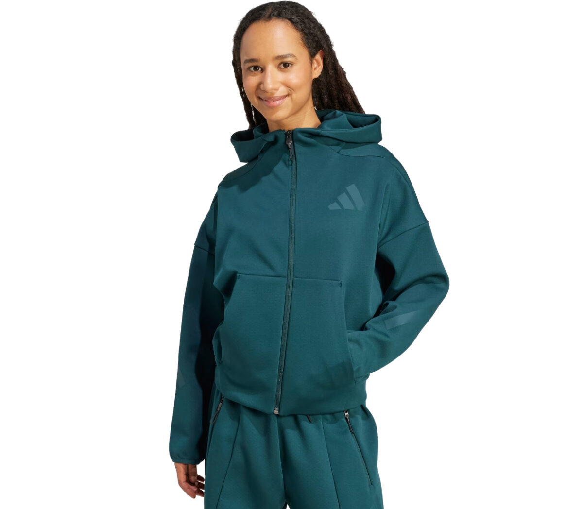 Felpa Adidas W Z.N.E. FZ donna verde scuro
