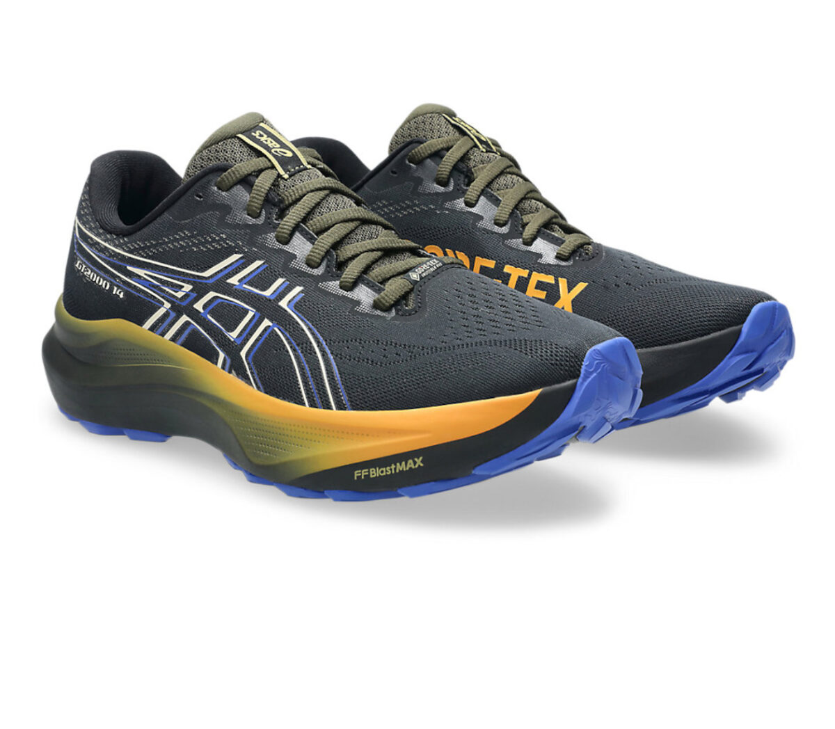 Coppia Scarpa Asics GT-2000 14 GTX uomo nera arancione blu