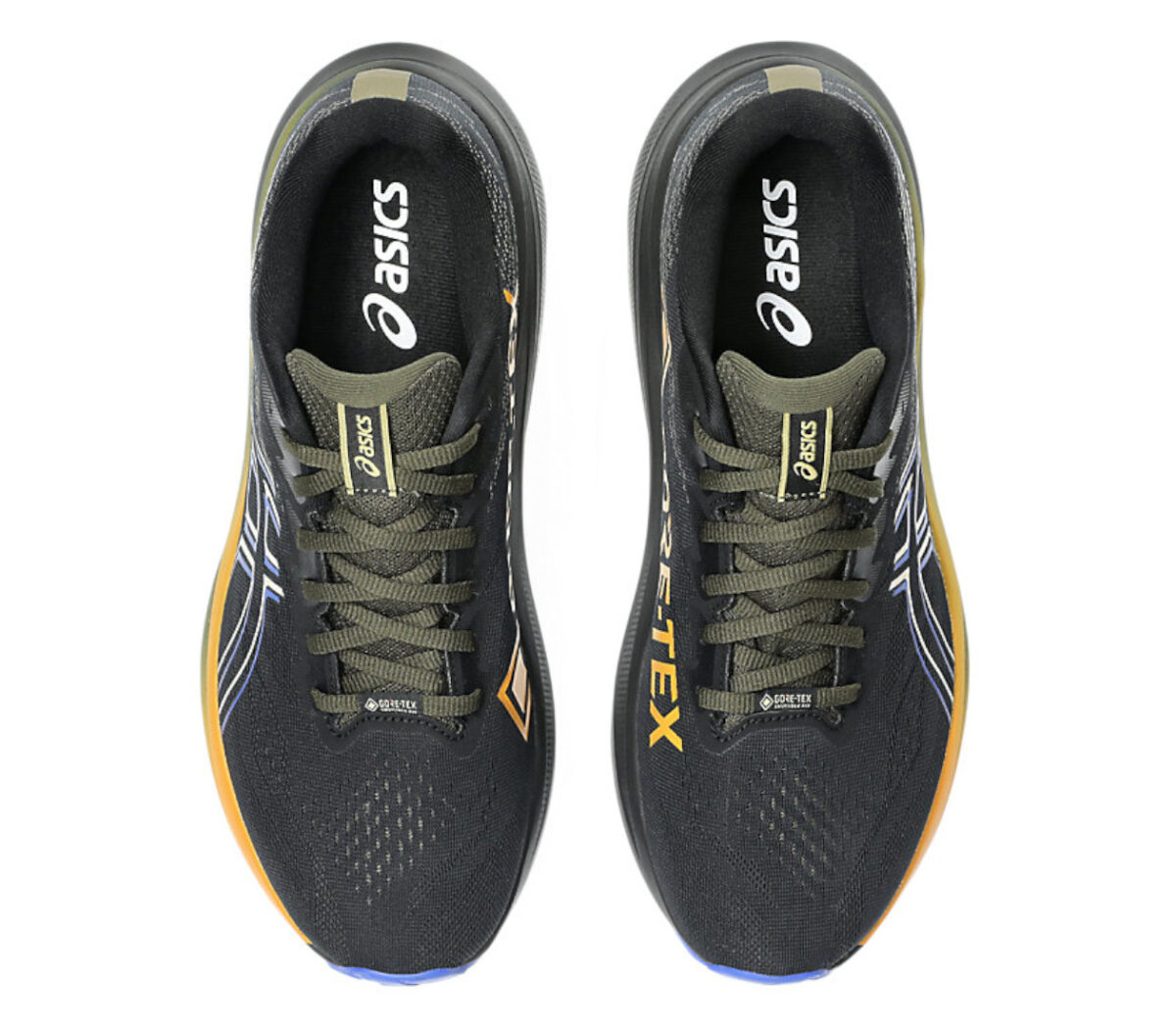 Tomaia Scarpa Asics GT-2000 14 GTX uomo nera arancione blu