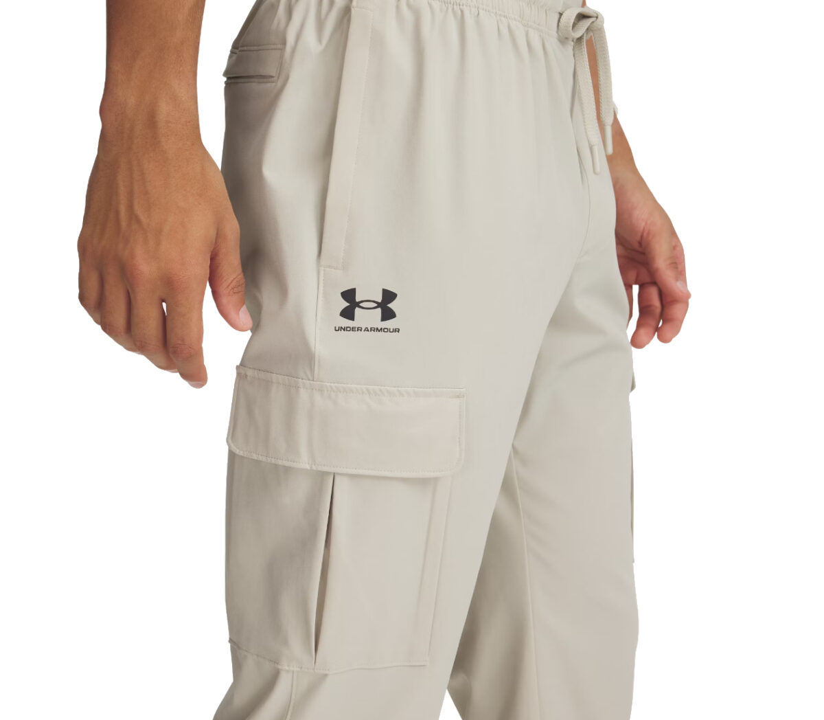 Dettaglio Pantaloni Under Armour Vibe Woven Cargo Pants uomo beige