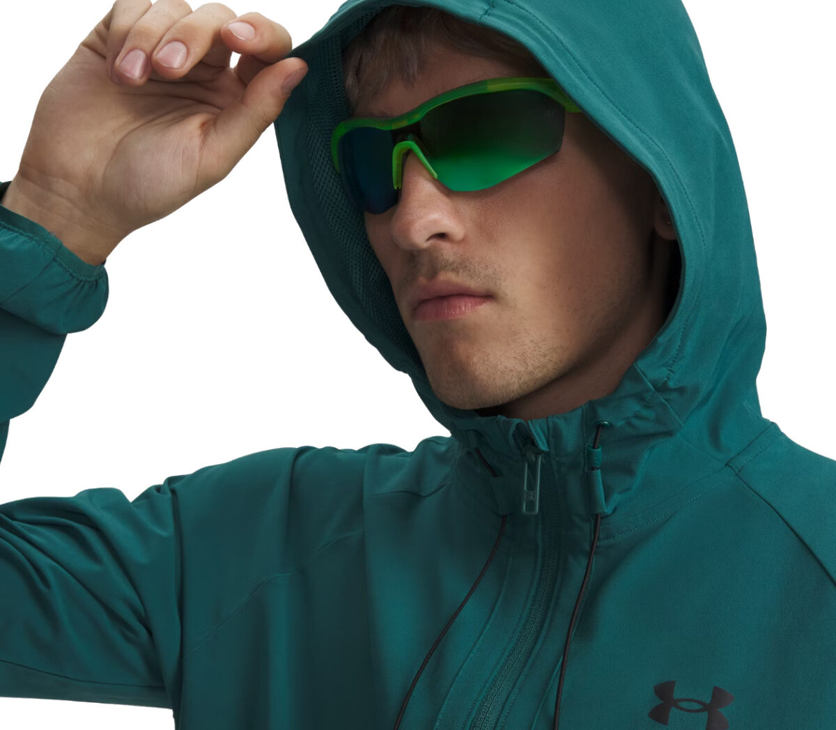 Dettaglio Giacca Under Armour Vibe Woven Jacket uomo verde bosco