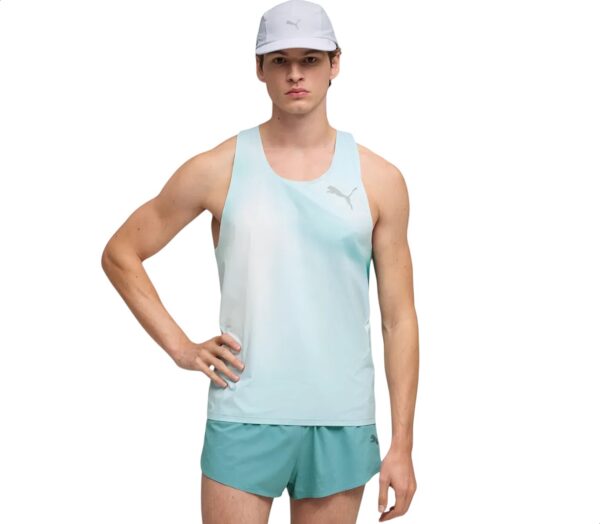 Canotta Puma Lightspeed Uw Graphic Singlet uomo celeste