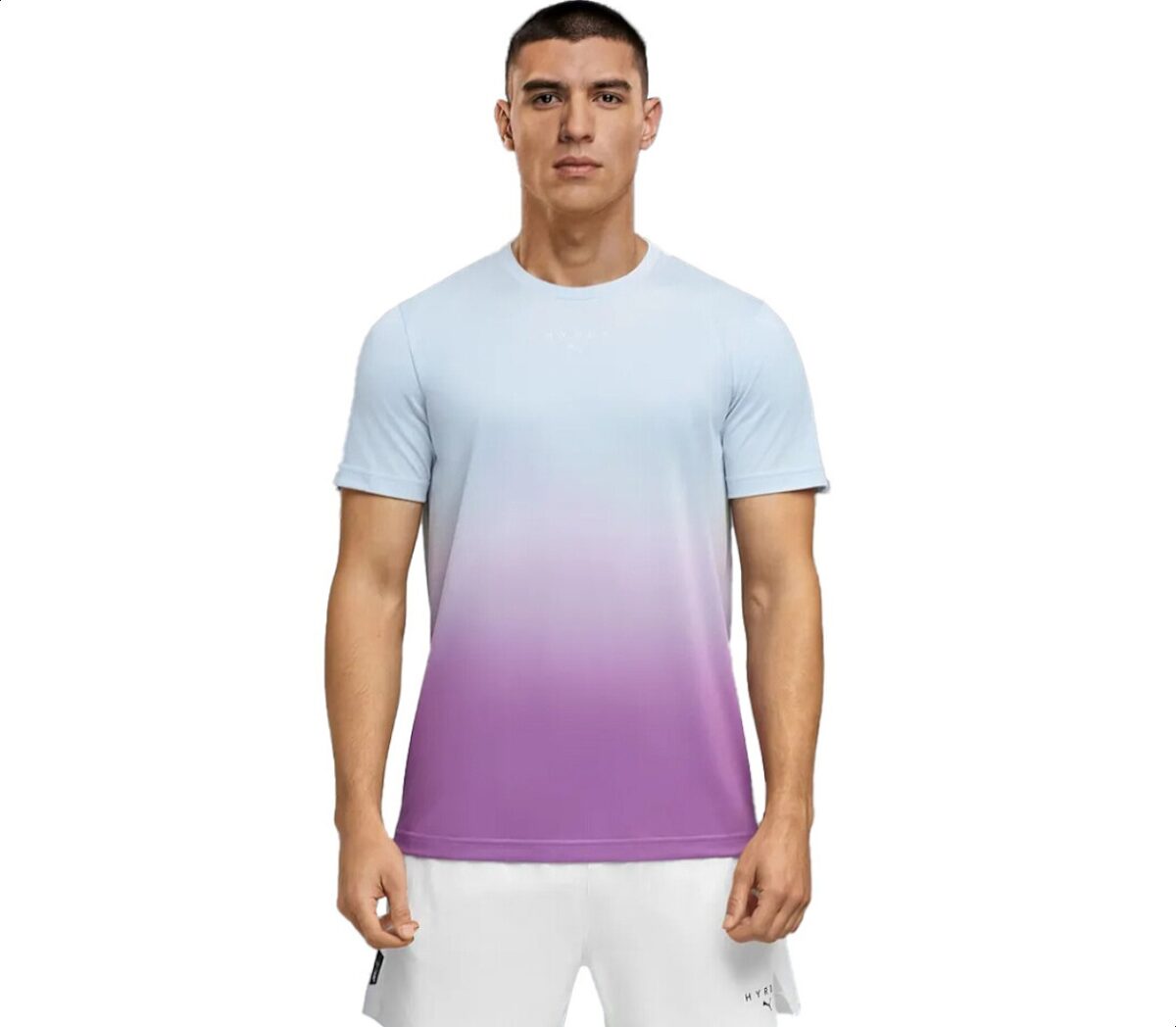 Maglia Puma x Hyrox Poly Graphic Tee uomo celeste viola